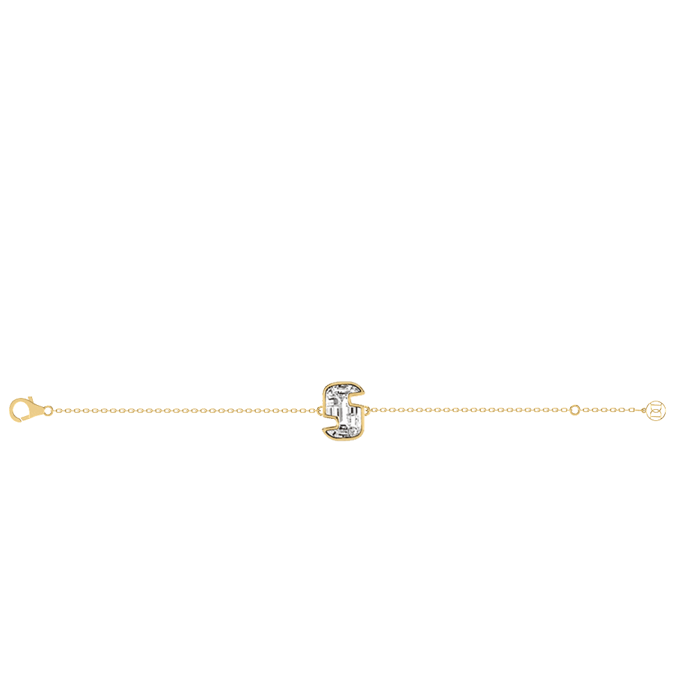 S Letter Alphabet Bracelet in 18k Yellow Gold — view 2