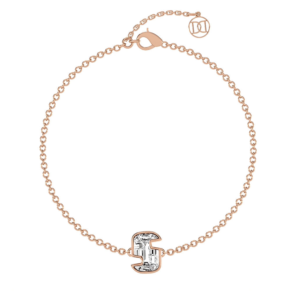 S Letter Alphabet Bracelet in 18k Rose Gold — view 4