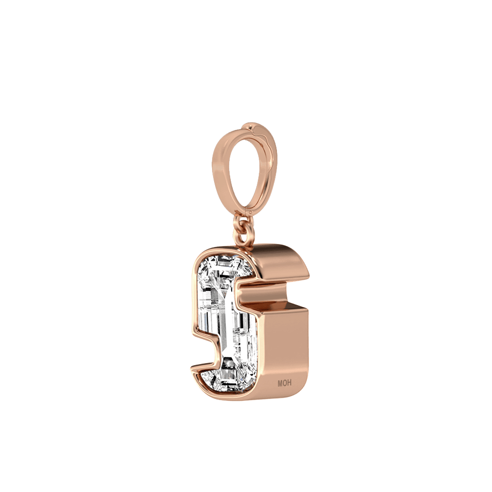 S Letter Alphabet Charm in 18k Rose Gold — view 2