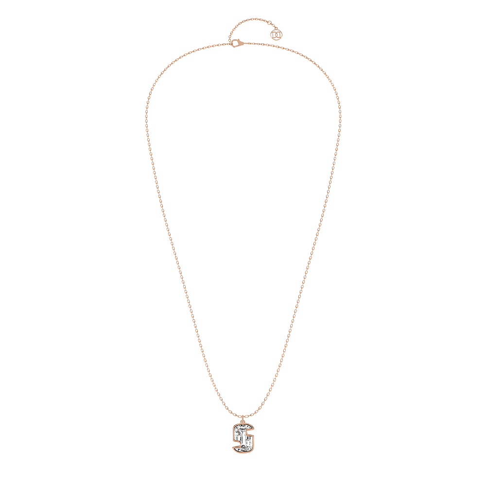 S Letter Alphabet Pendant in 18k Rose Gold — view 2