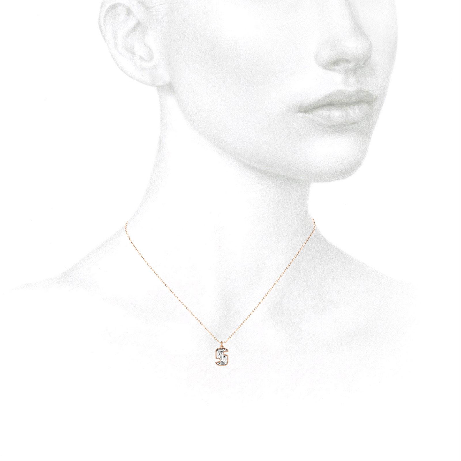 S Letter Alphabet Pendant in 18k Rose Gold — view 3