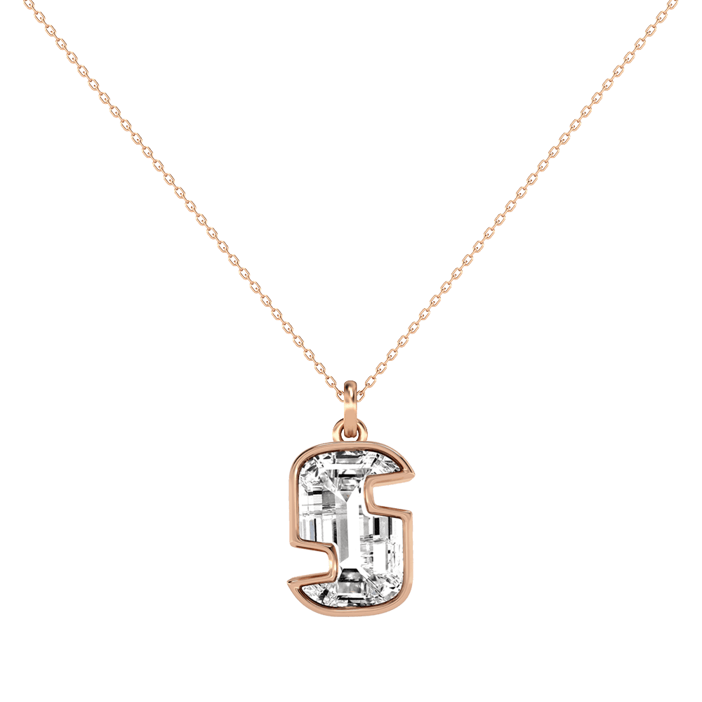 S Letter Alphabet Pendant in 18k Rose Gold