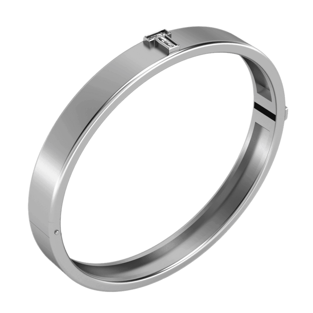 T Letter Alphabet Bangle in Platinum — view 2