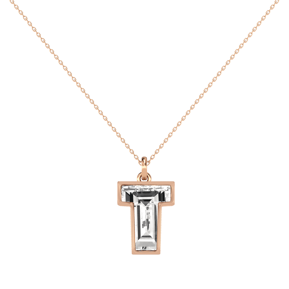 T Letter Alphabet Pendant in 18k Rose Gold