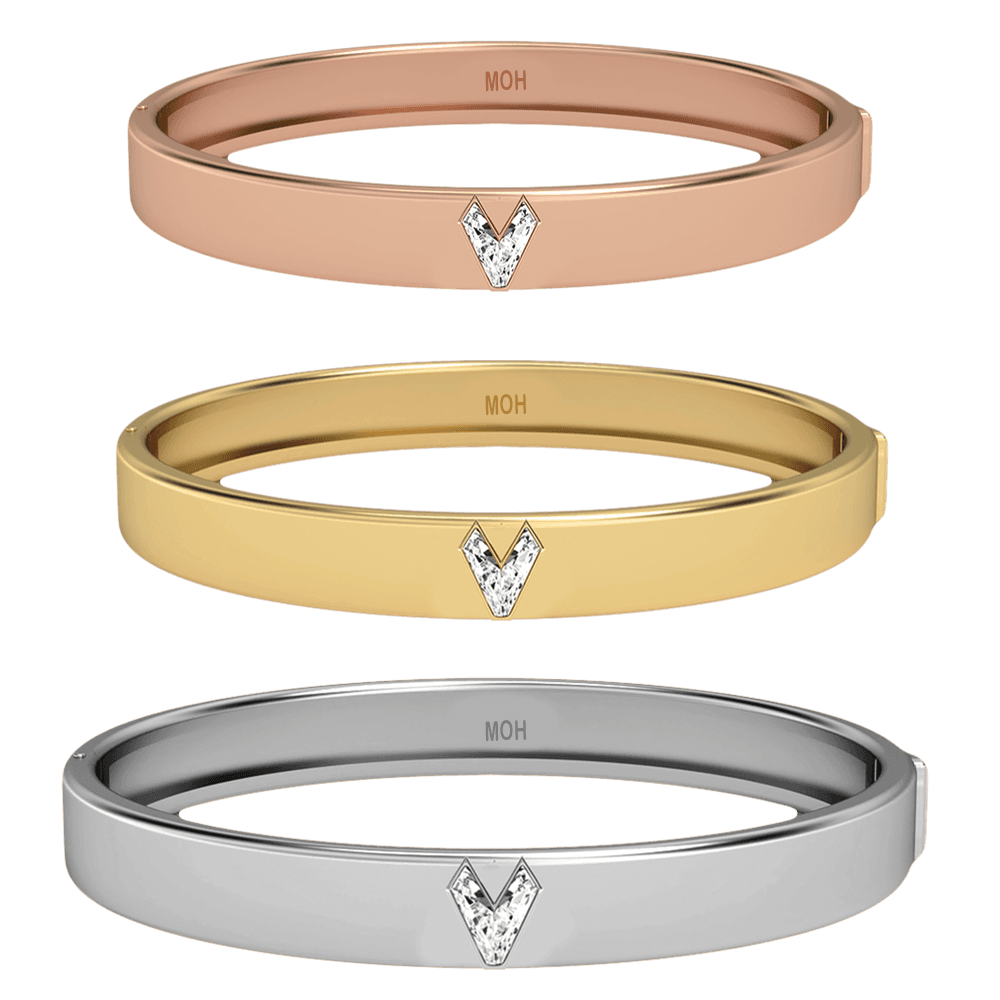 V Letter Alphabet Bangle in 18k Rose Gold — view 4