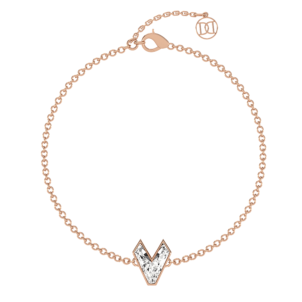V Letter Alphabet Bracelet in 18k Rose Gold — view 4