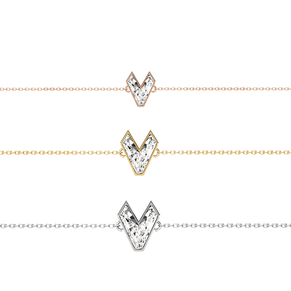 V Letter Alphabet Bracelet in 18k Rose Gold — view 6