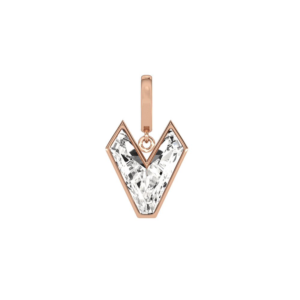 V Letter Alphabet Charm in 18k Rose Gold