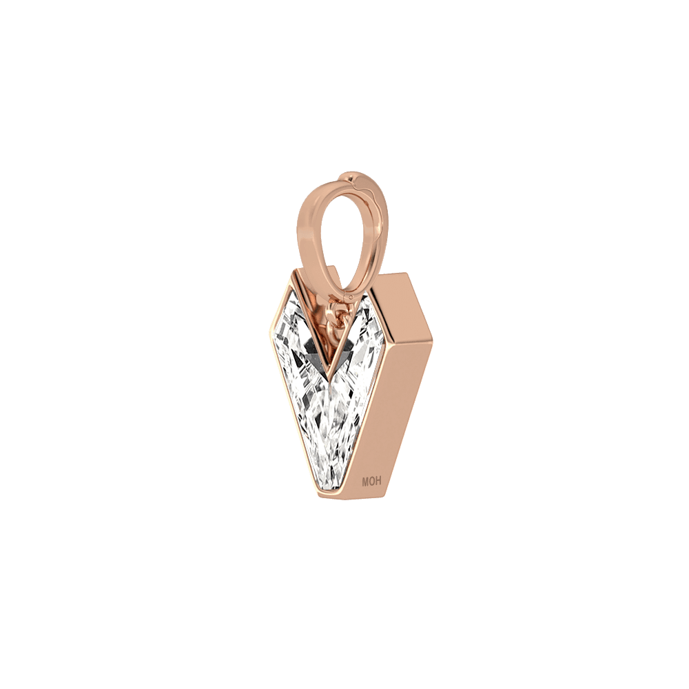 V Letter Alphabet Charm in 18k Rose Gold — view 2