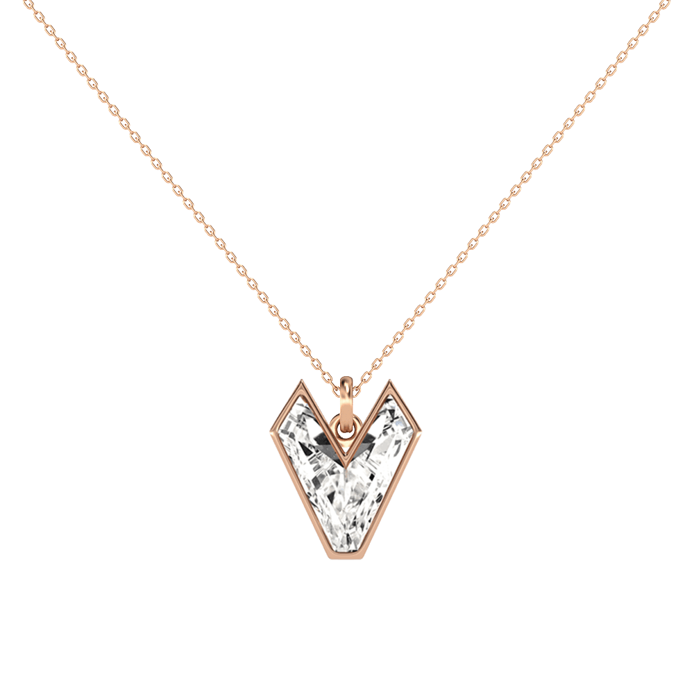 V Letter Alphabet Pendant in 18k Rose Gold