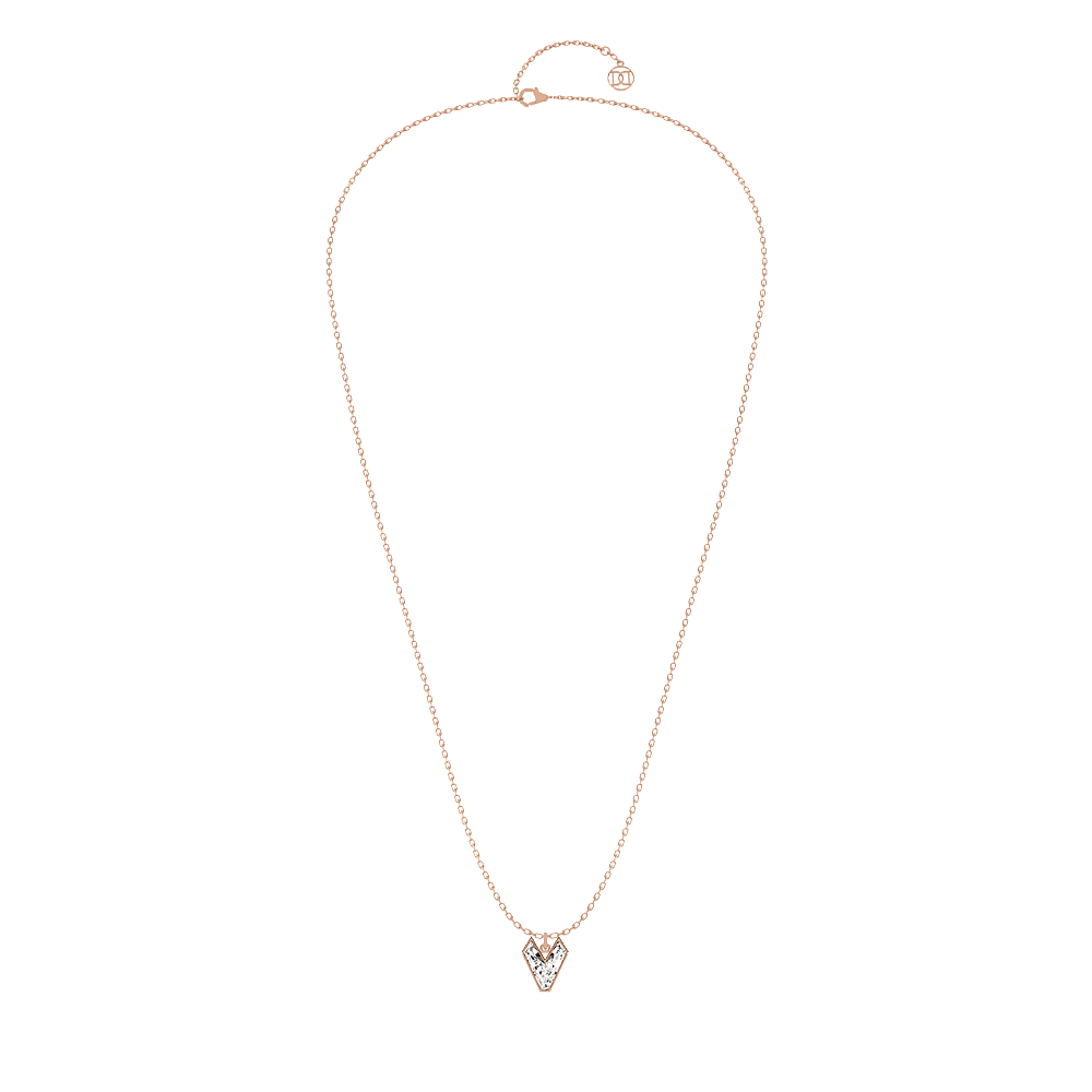 V Letter Alphabet Pendant in 18k Rose Gold — view 2