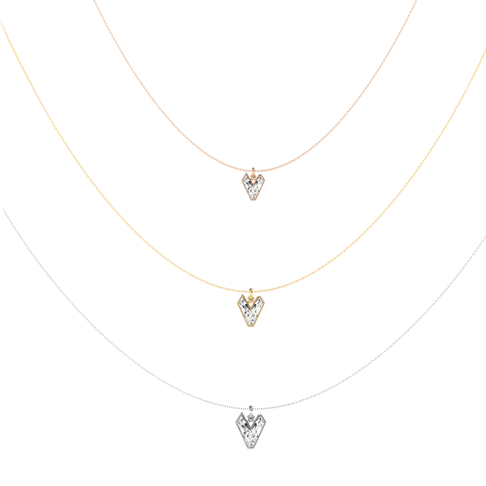 V Letter Alphabet Pendant in 18k Rose Gold — view 4