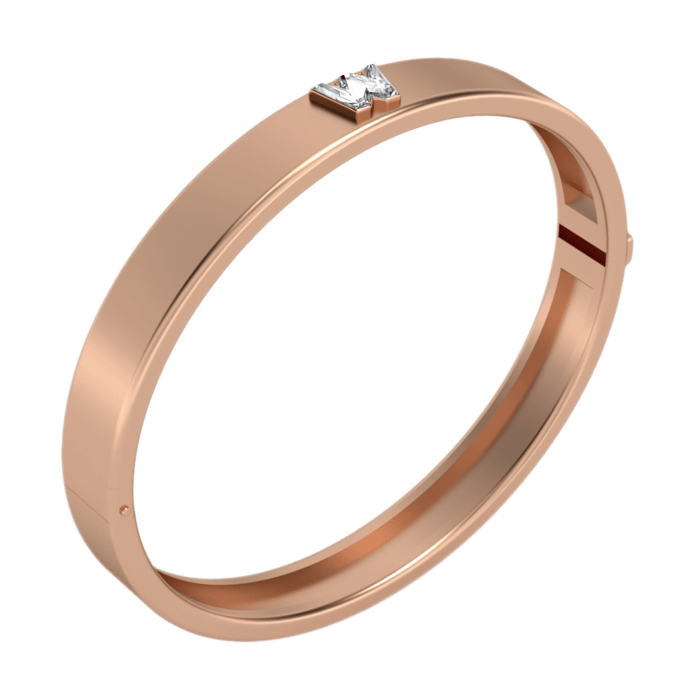 W Letter Alphabet Bangle in 18k Rose Gold — view 2
