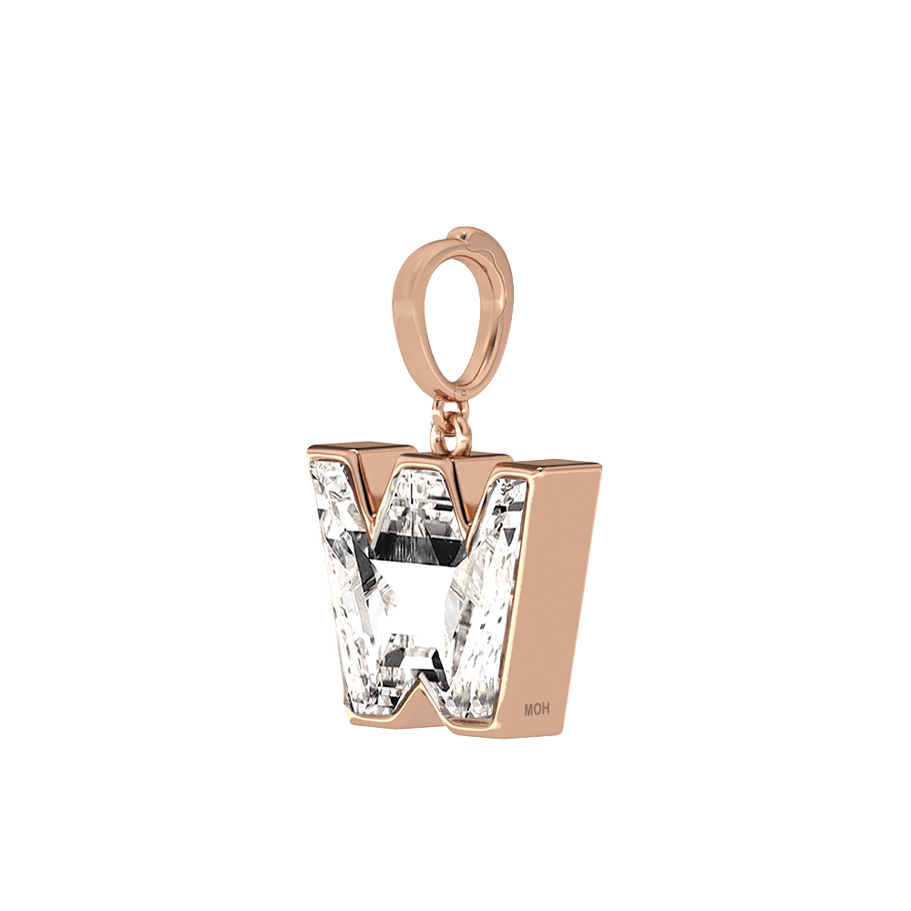 W Letter Alphabet Charm in 18k Rose Gold — view 2