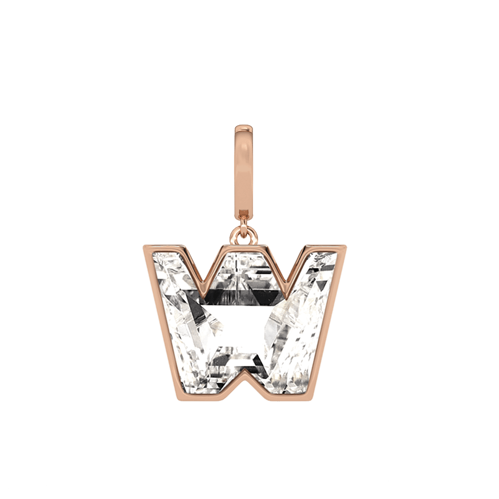 W Letter Alphabet Charm in 18k Rose Gold