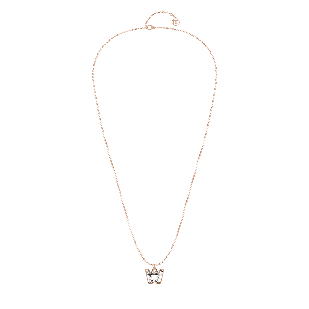 W Letter Alphabet Pendant in 18k Rose Gold — view 2