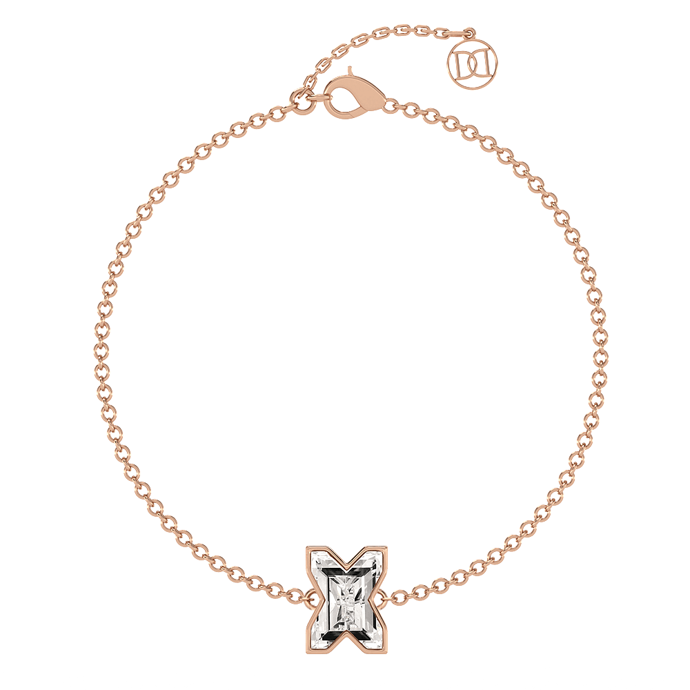 X Letter Alphabet Bracelet in 18k Rose Gold — view 4