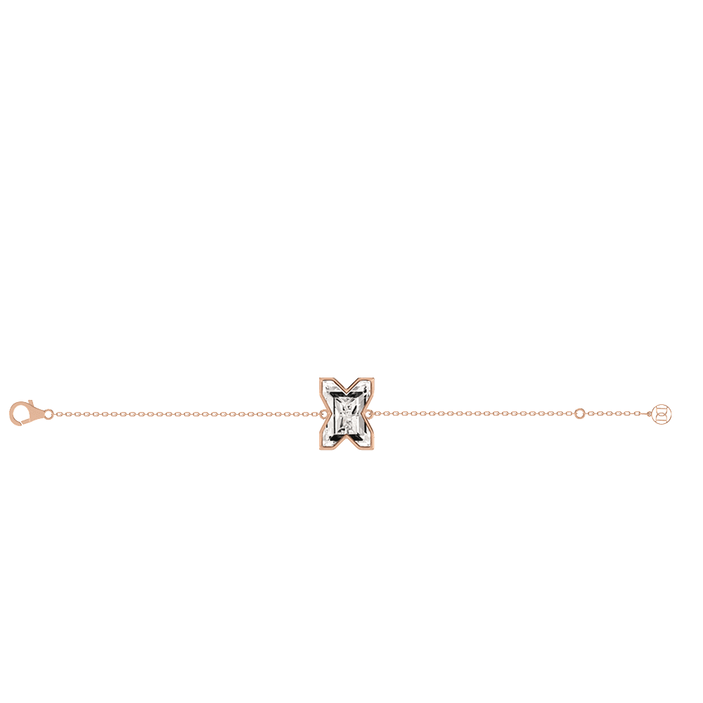 X Letter Alphabet Bracelet in 18k Rose Gold — view 2