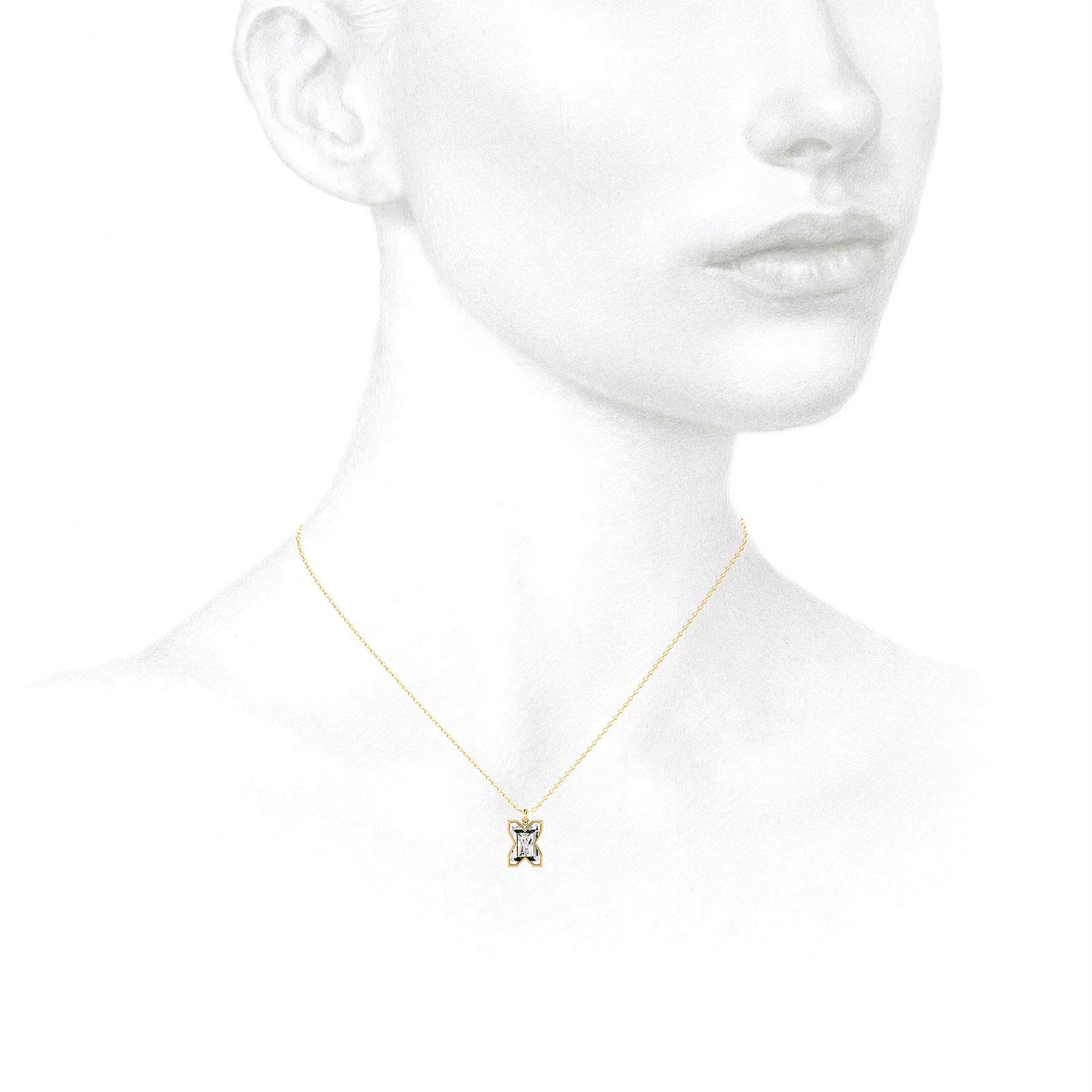 X Letter Alphabet Pendant in 18k Yellow Gold — view 3