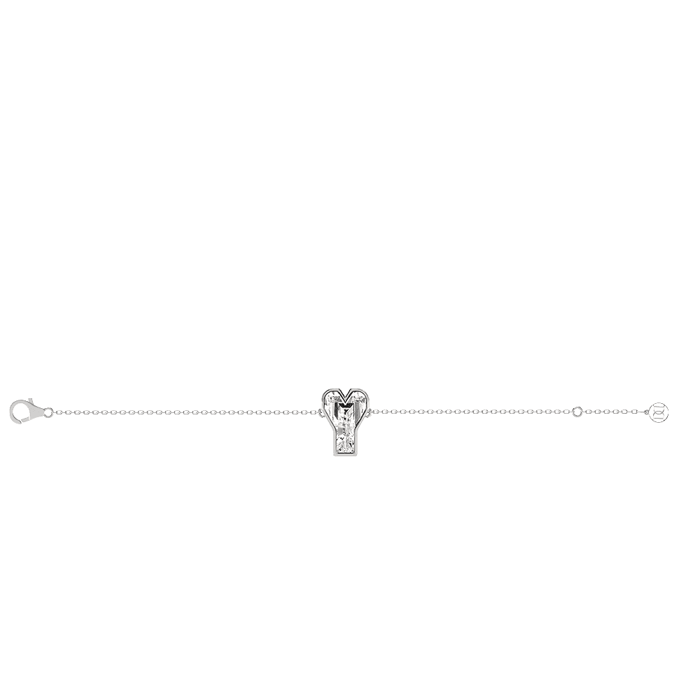 Y Letter Alphabet Bracelet in Platinum — view 2