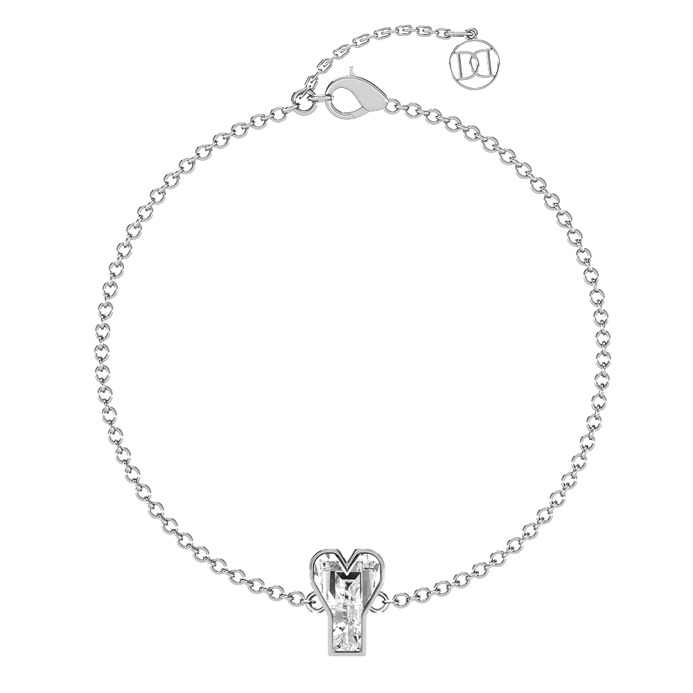 Y Letter Alphabet Bracelet in Platinum — view 4