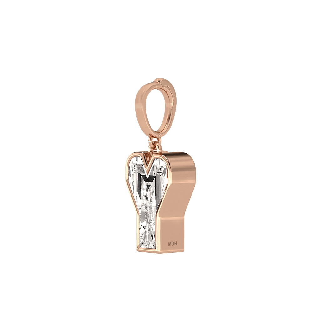 Y Letter Alphabet Charm in 18k Rose Gold — view 2