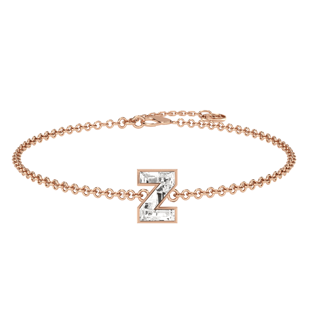 Z Letter Alphabet Bracelet in 18k Rose Gold
