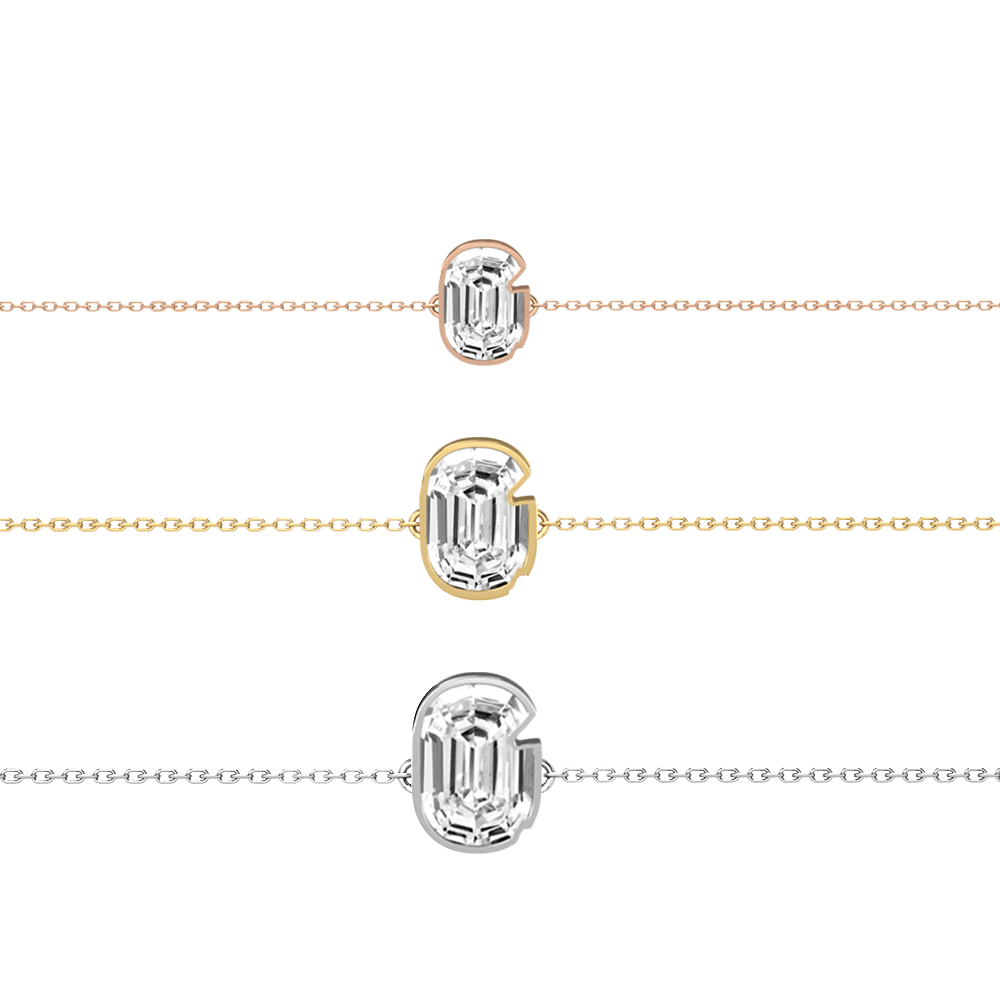 G Letter Alphabet Bracelet in 18k Rose Gold — view 6