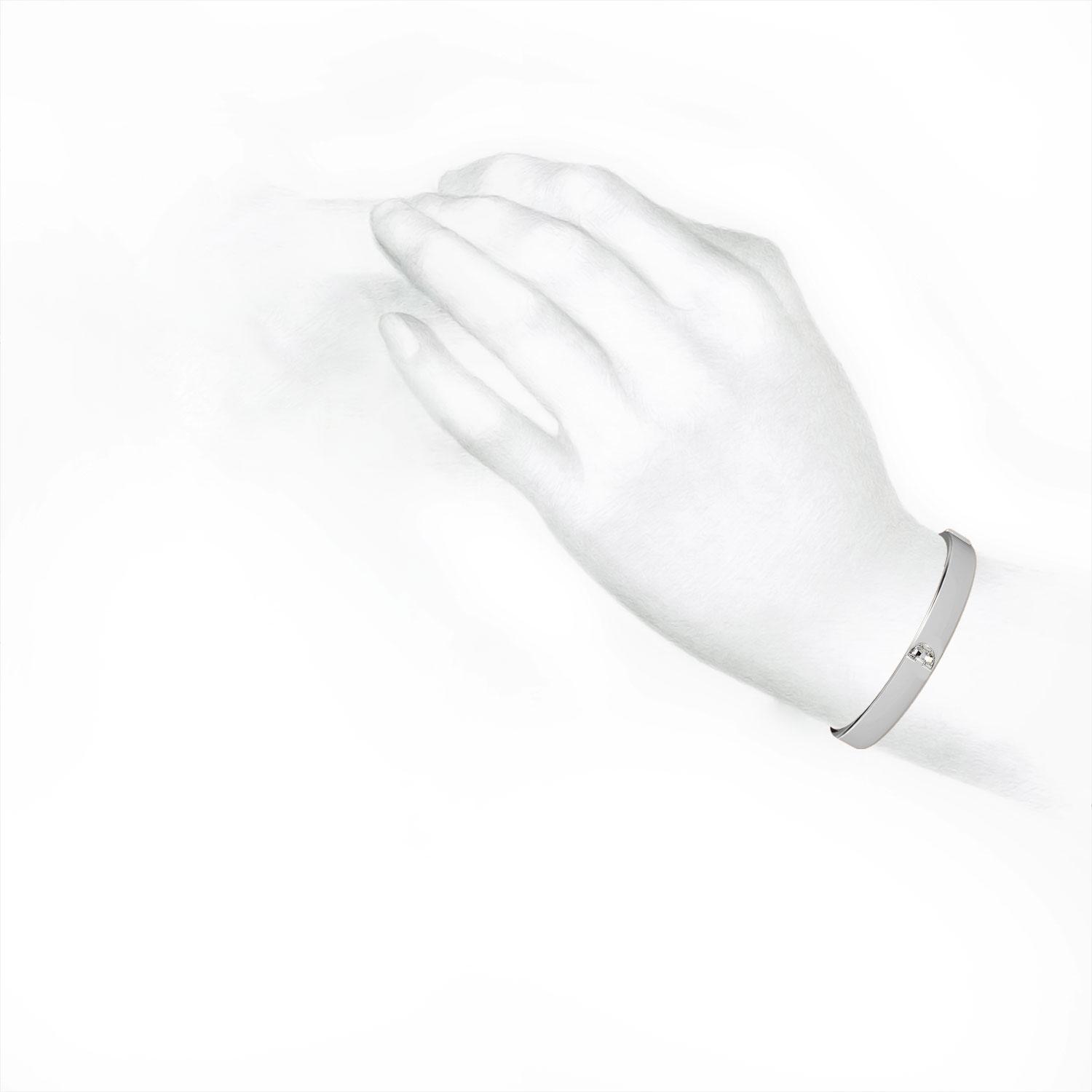 D Letter Alphabet Bangle in 18k White Gold — view 3