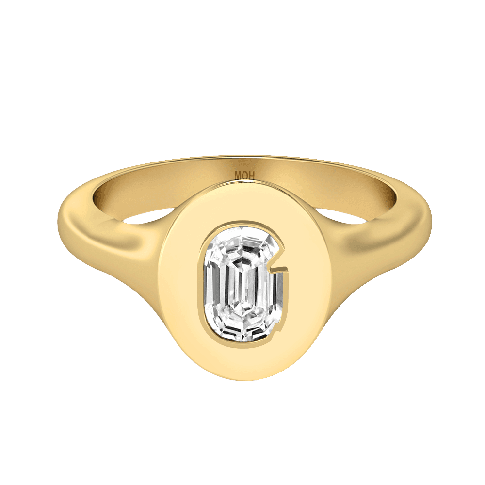 G Letter Alphabet Signet Ring