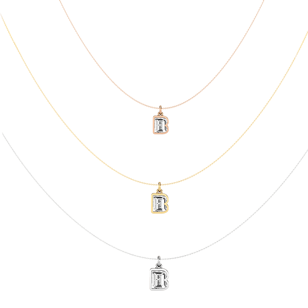 B Letter Alphabet Pendant in 18k Rose Gold — view 4