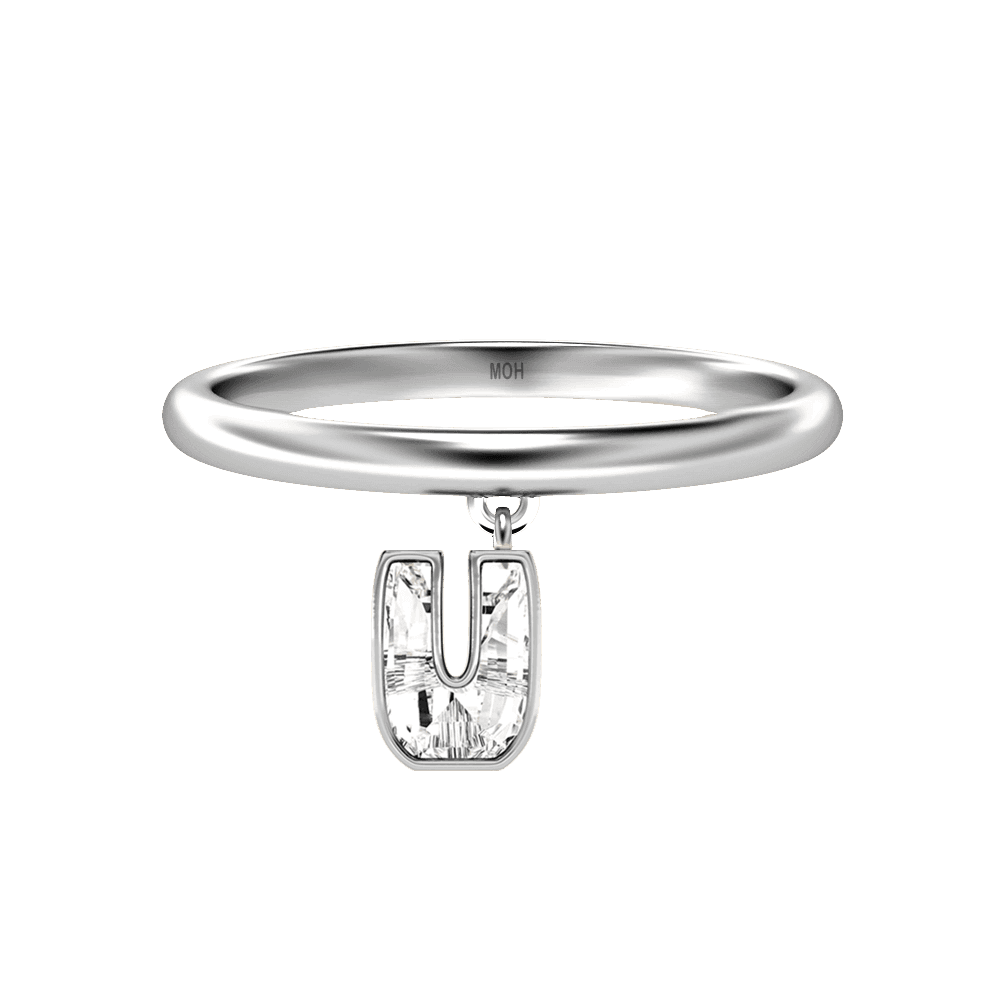 U Letter Alphabet Drop Ring