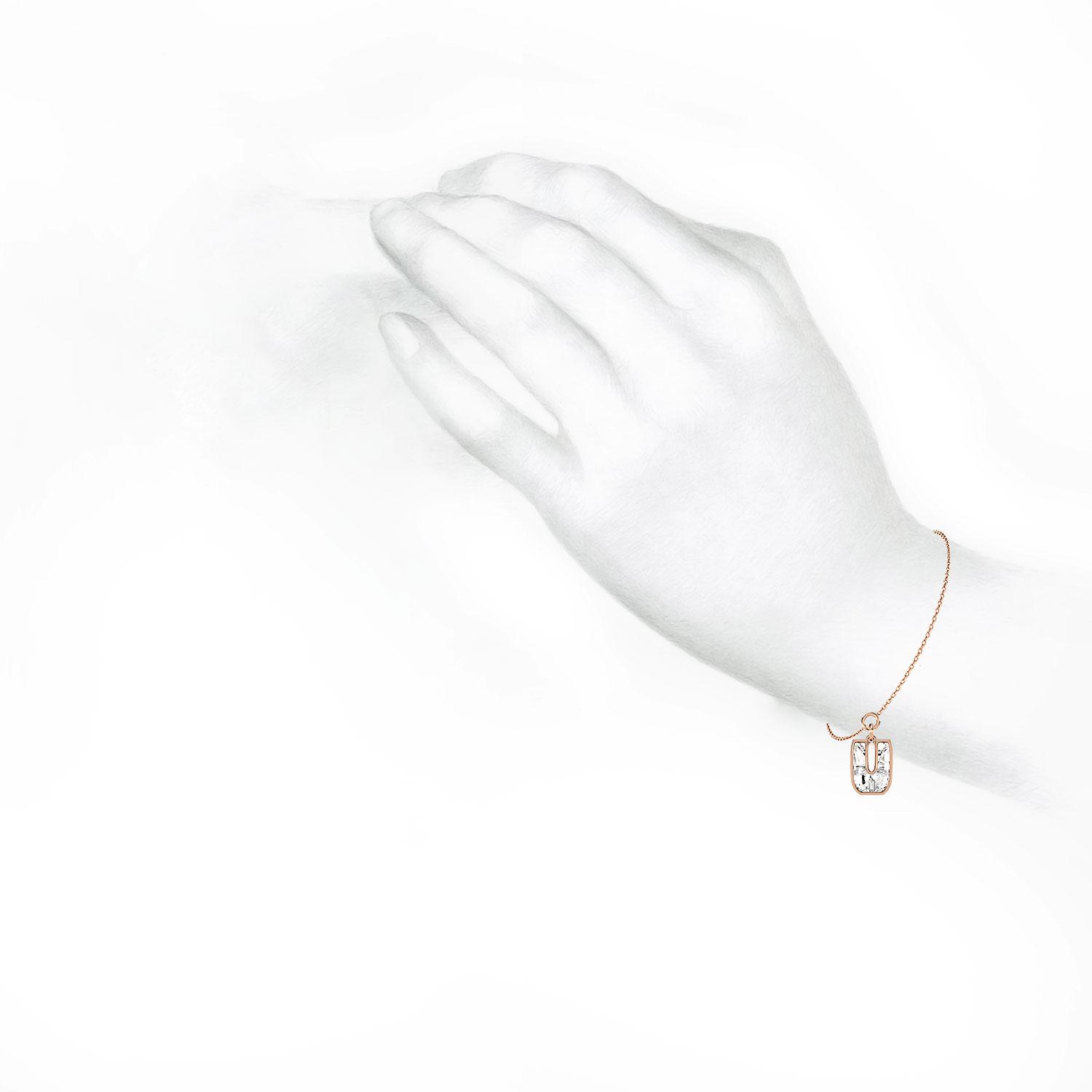 U Letter Alphabet Charm in 18k Rose Gold — view 4