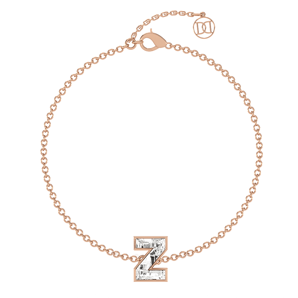 Z Letter Alphabet Bracelet in 18k Rose Gold — view 4