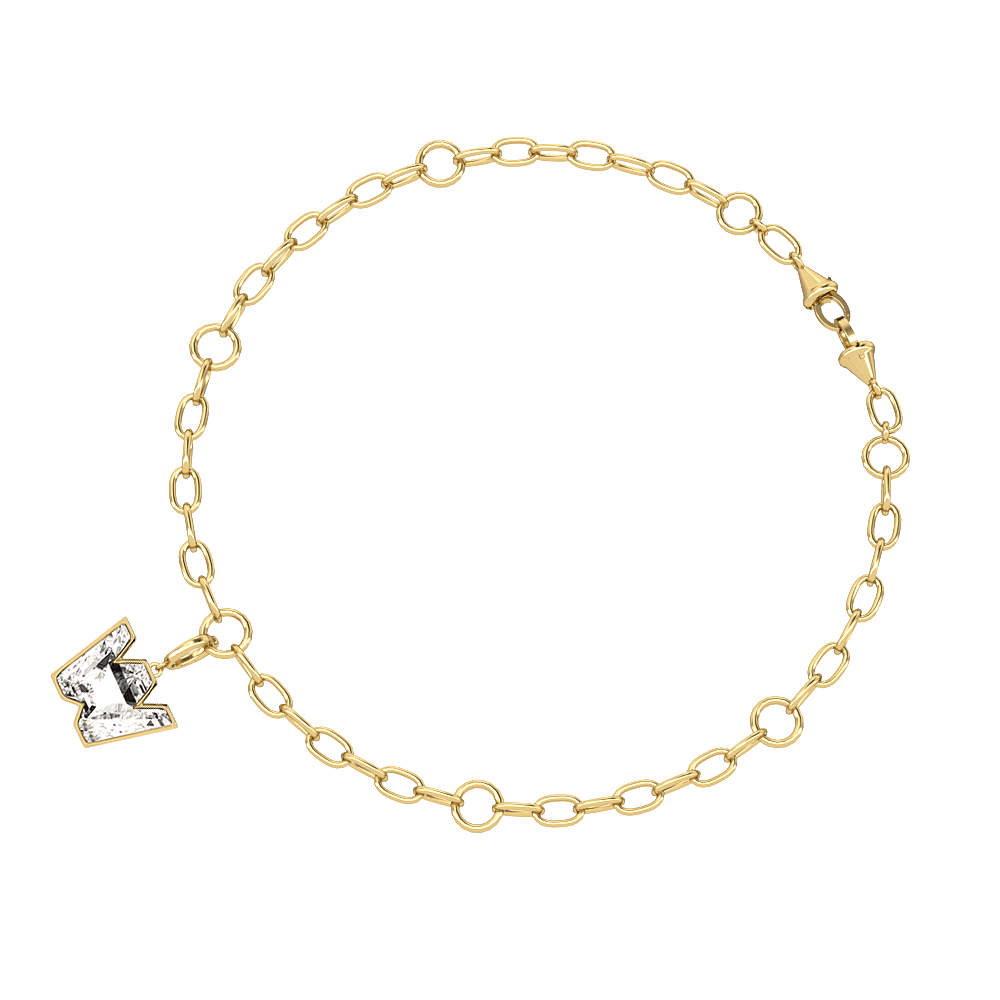 W Letter Alphabet Charm in 18k Yellow Gold — view 3