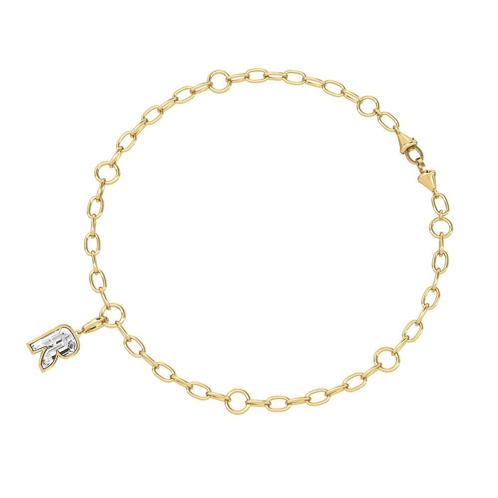 R Letter Alphabet Charm in 18k Yellow Gold — view 3