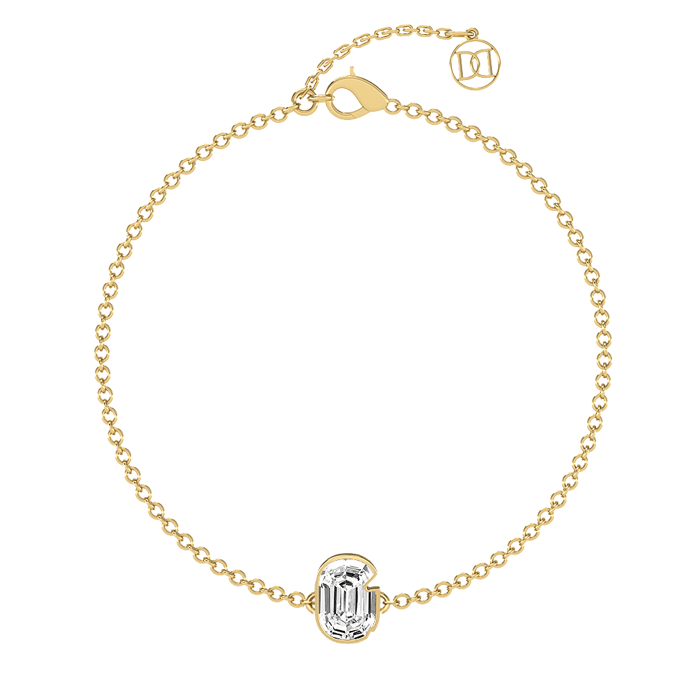 G Letter Alphabet Bracelet in 18k Yellow Gold — view 4