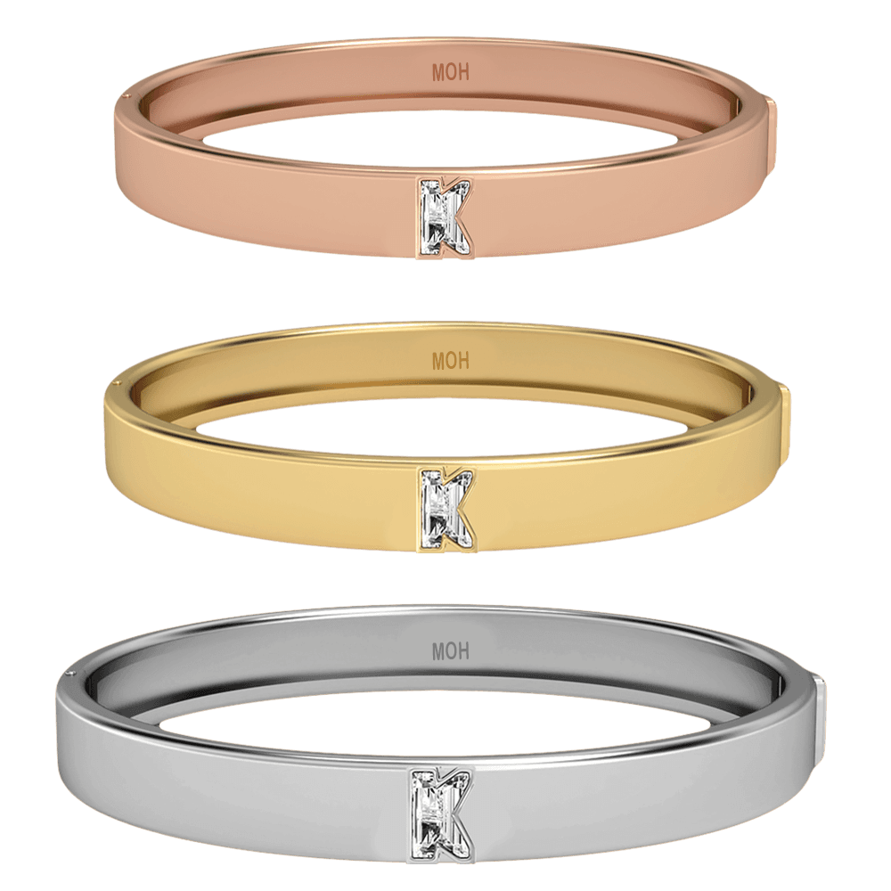 K Letter Alphabet Bangle in 18k Yellow Gold — view 4