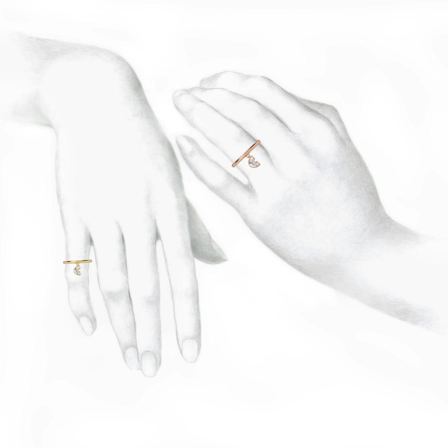 C Letter Alphabet Drop Ring in 18k Rose Gold — view 3