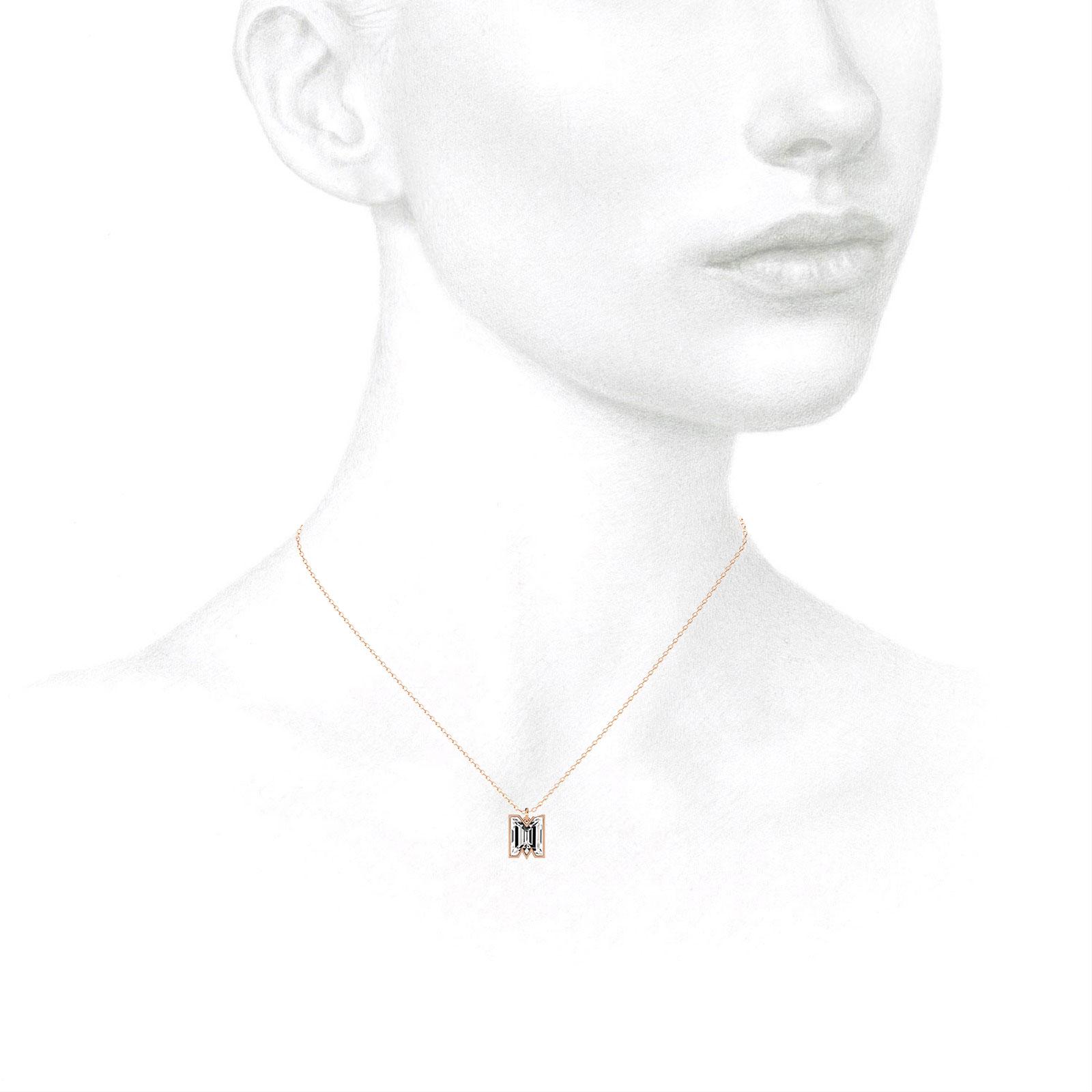 M Letter Alphabet Pendant in 18k Rose Gold — view 3