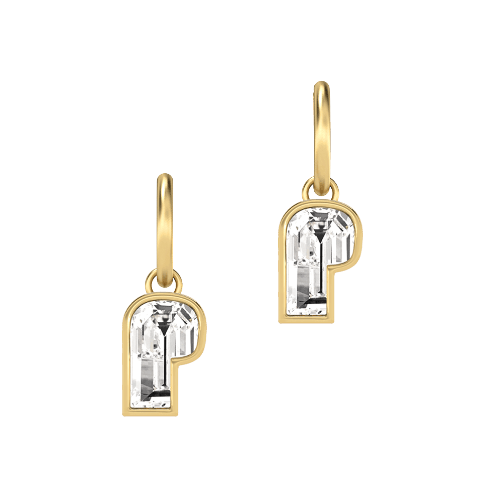 P Letter Alphabet Hoop Earrings