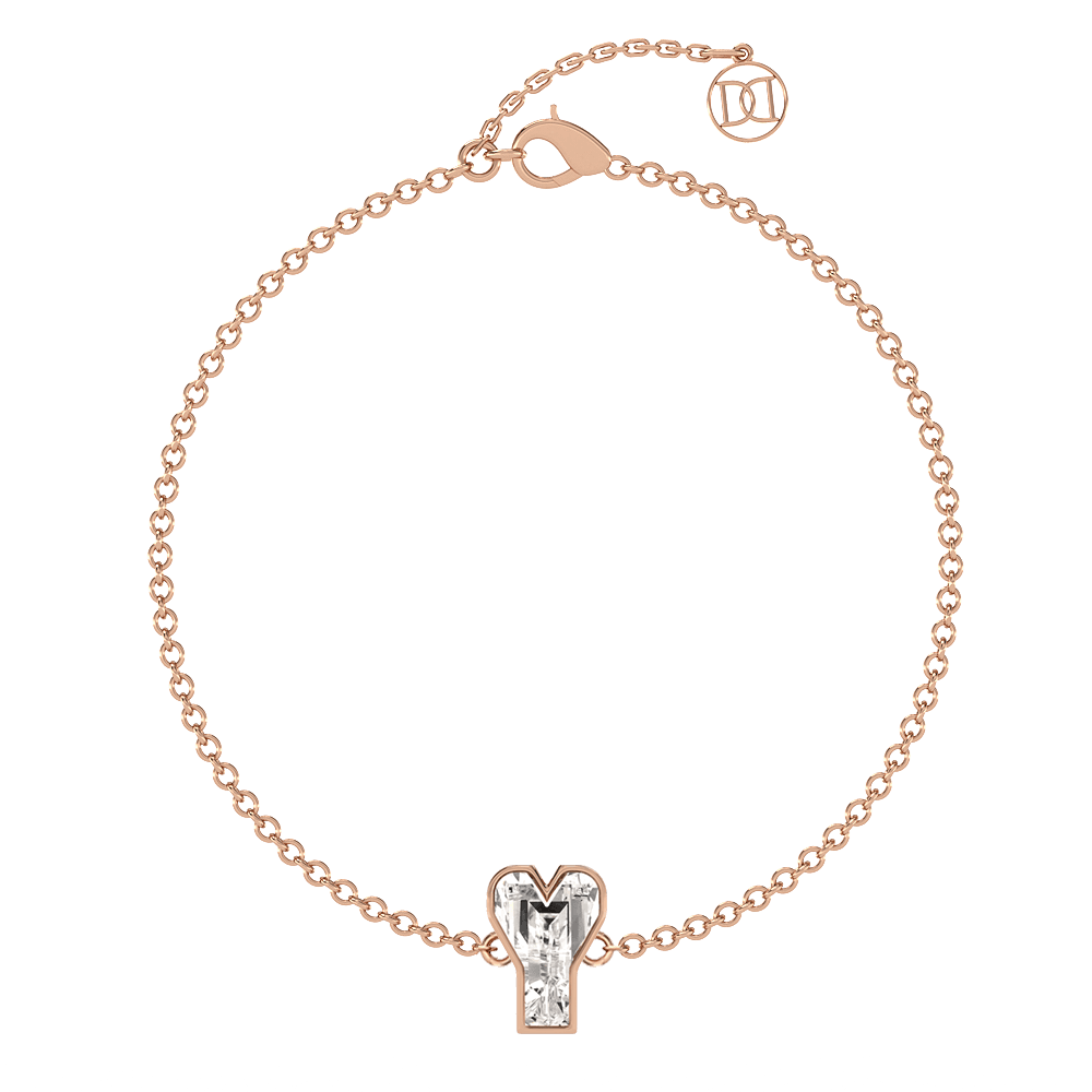 Y Letter Alphabet Bracelet in 18k Rose Gold — view 4