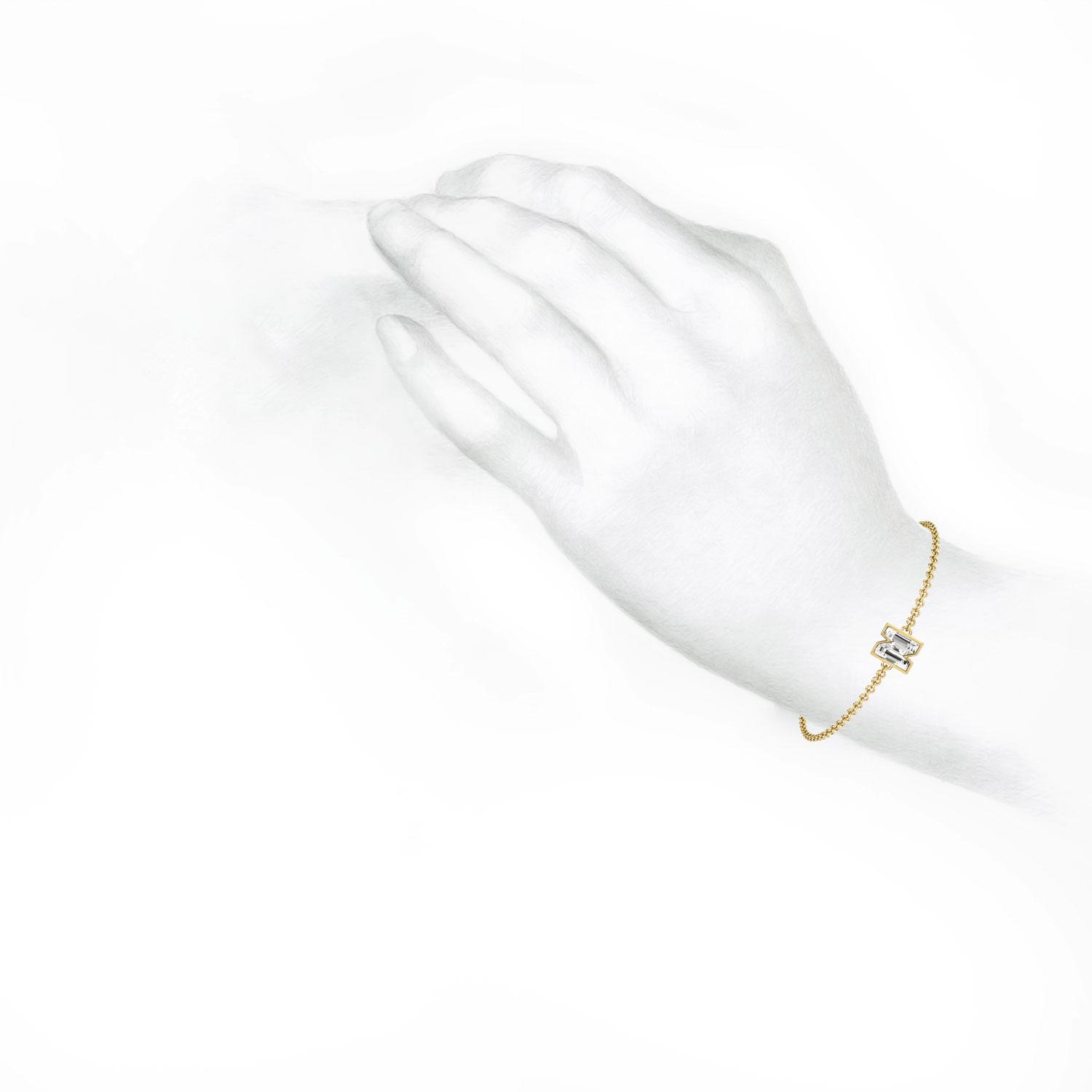 N Letter Alphabet Bracelet in 18k Yellow Gold — view 5