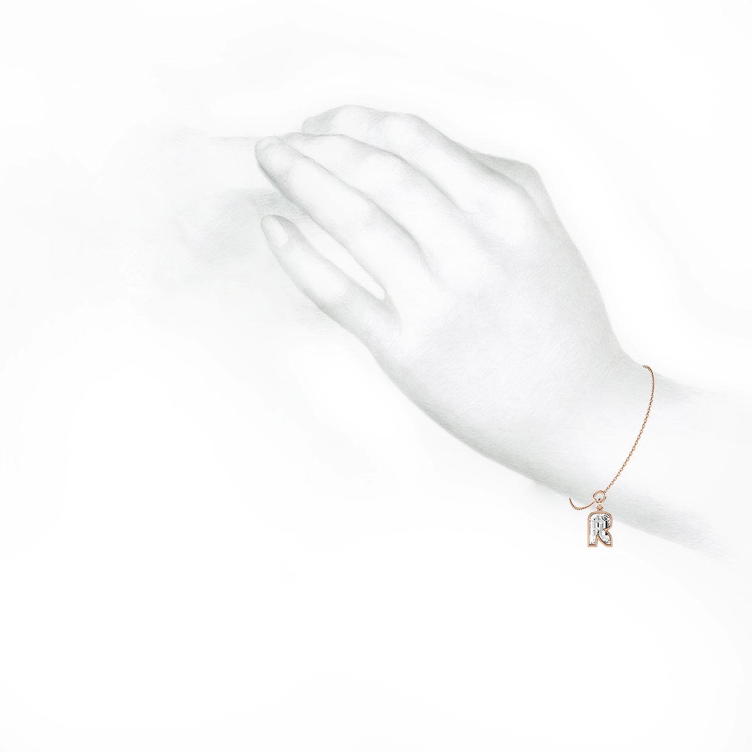 R Letter Alphabet Charm in 18k Rose Gold — view 4