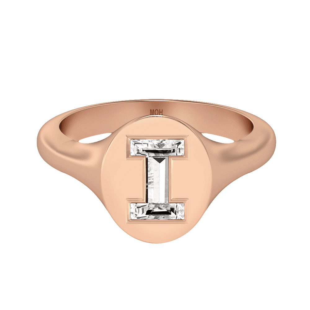 I Letter Alphabet Signet Ring