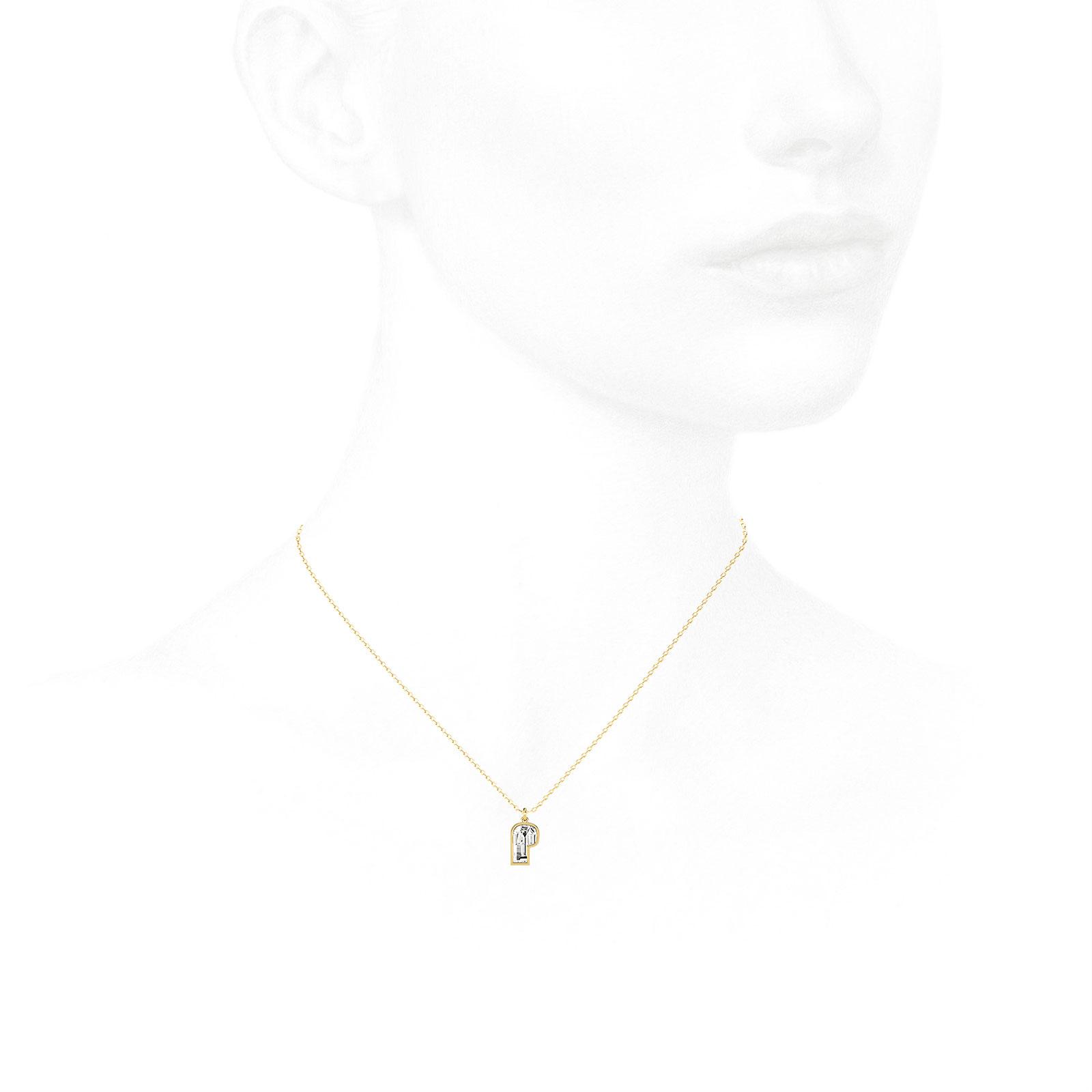 P Letter Alphabet Pendant in 18k Yellow Gold — view 3
