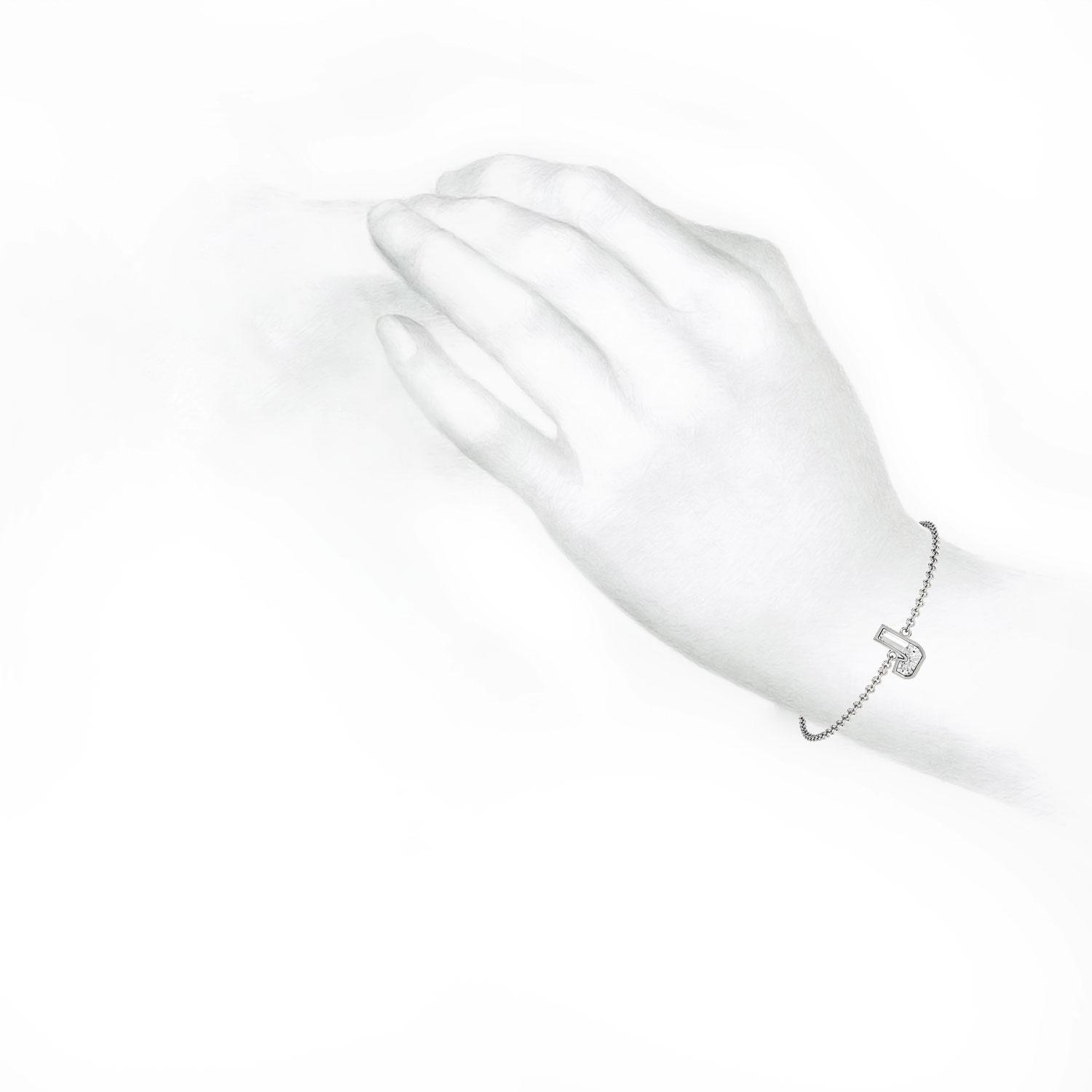 J Letter Alphabet Bracelet in 18k White Gold — view 5