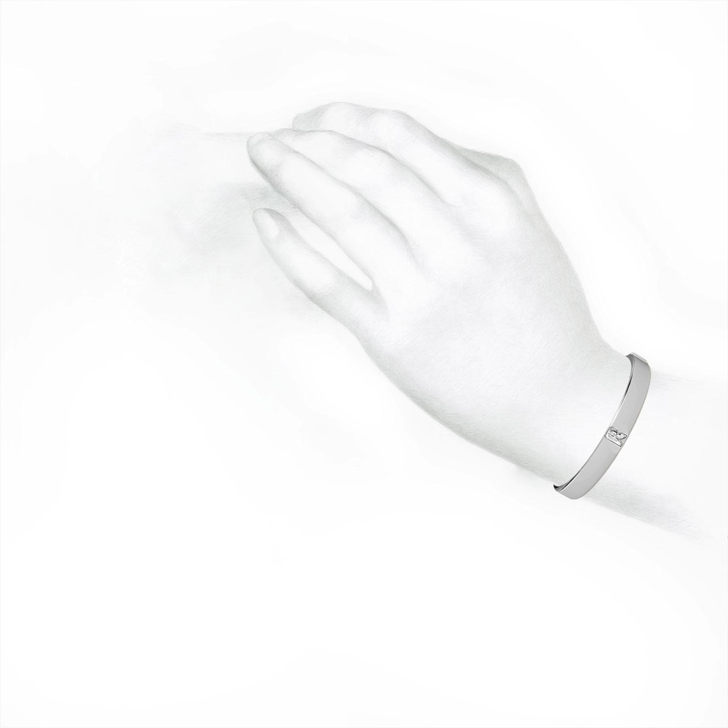 R Letter Alphabet Bangle in 18ct White Gold — view 3