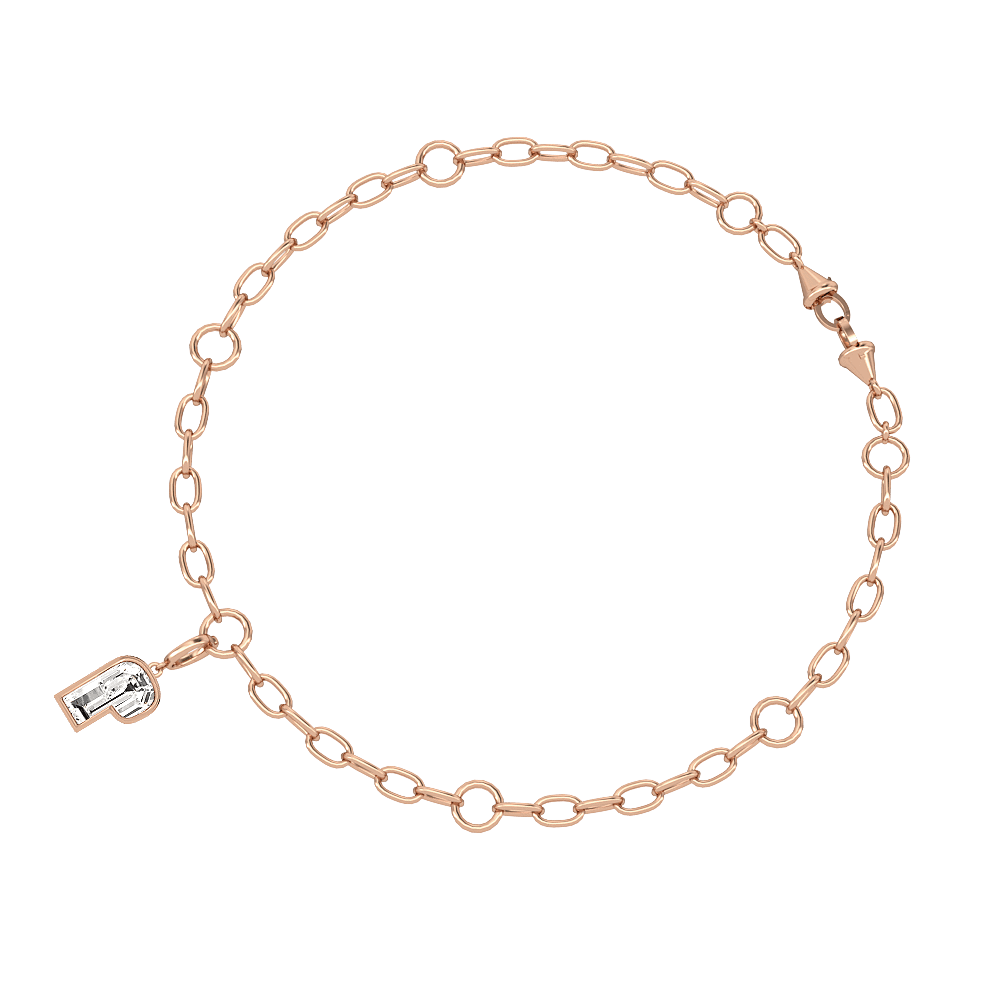 P Letter Alphabet Charm in 18k Rose Gold — view 3