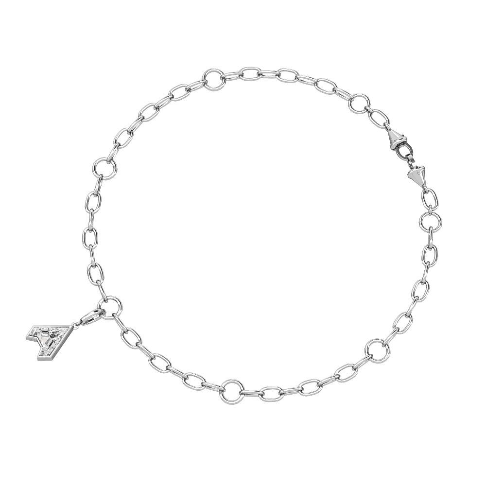 A Letter Alphabet Charm in 18k White Gold — view 3